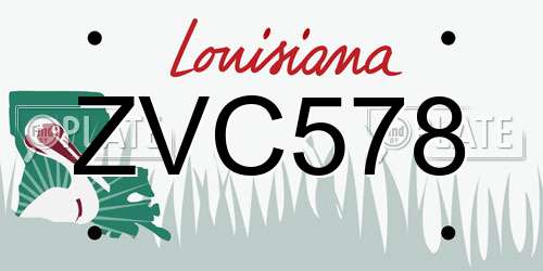 ZVC578 Louisiana License Plate