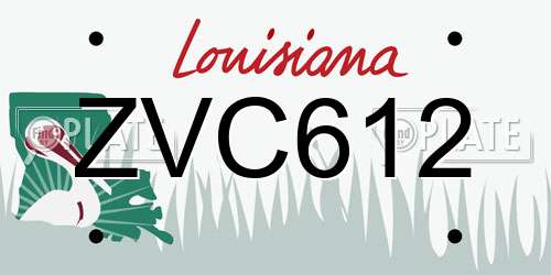 ZVC612 Louisiana License Plate