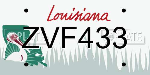 ZVF433 Louisiana License Plate