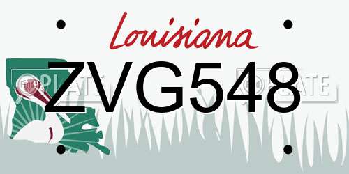 ZVG548 Louisiana License Plate