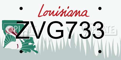 ZVG733 Louisiana License Plate