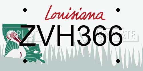 ZVH366 Louisiana License Plate
