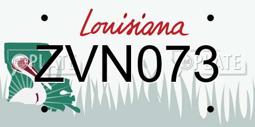 ZVN073 Louisiana License Plate
