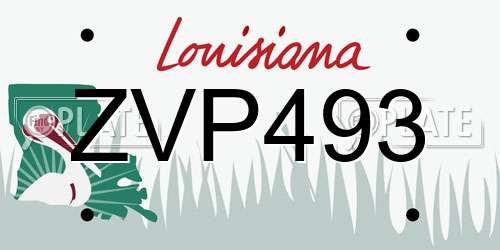 ZVP493 Louisiana License Plate
