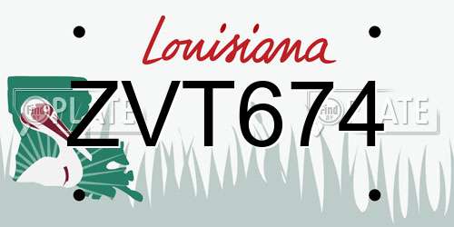 ZVT674 Louisiana License Plate