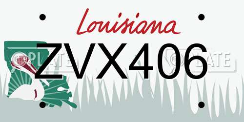ZVX406 Louisiana License Plate
