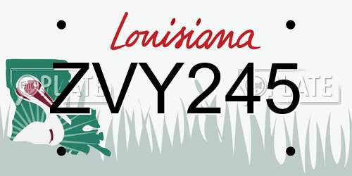 ZVY245 Louisiana License Plate