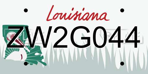 ZW2G044 Louisiana License Plate