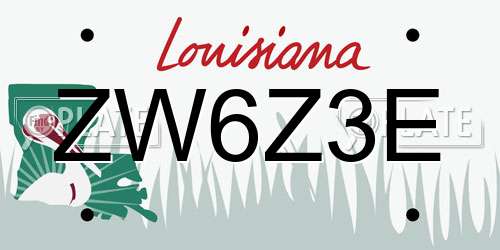 ZW6Z3E Louisiana License Plate