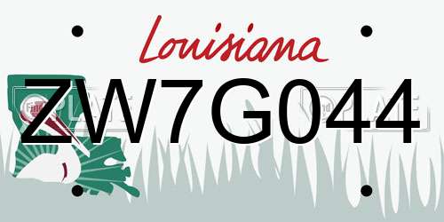 ZW7G044 Louisiana License Plate