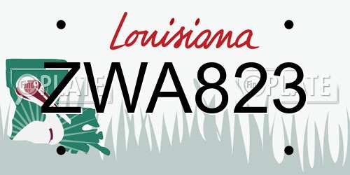 ZWA823 Louisiana License Plate