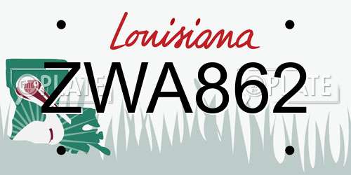 ZWA862 Louisiana License Plate