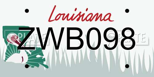 ZWB098 Louisiana License Plate