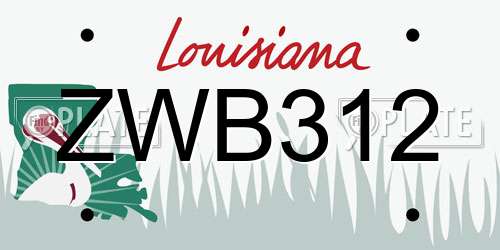 ZWB312 Louisiana License Plate