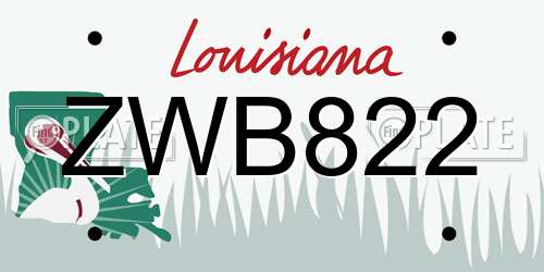 ZWB822 Louisiana License Plate
