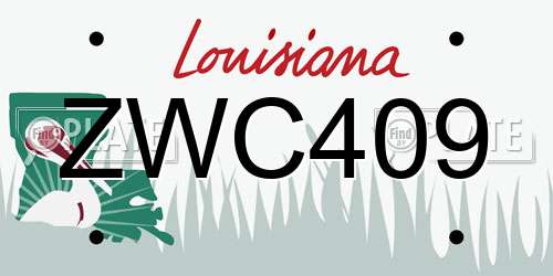 ZWC409 Louisiana License Plate