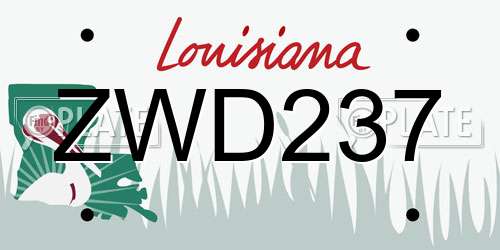 ZWD237 Louisiana License Plate