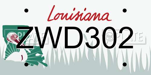 ZWD302 Louisiana License Plate
