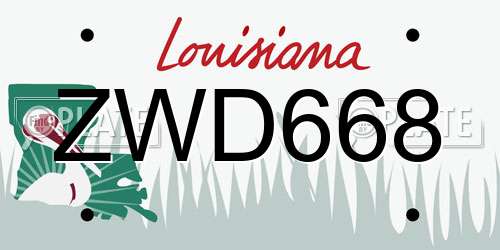 ZWD668 Louisiana License Plate