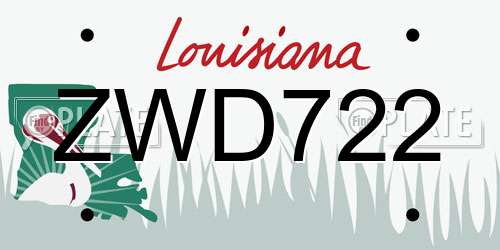 ZWD722 Louisiana License Plate