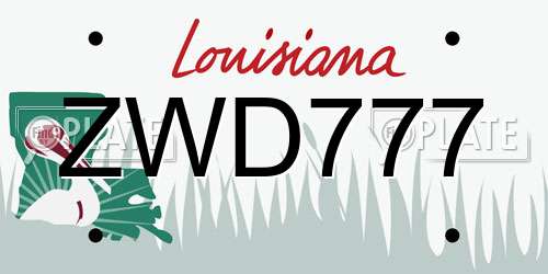 ZWD777 Louisiana License Plate