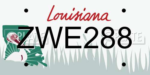 ZWE288 Louisiana License Plate