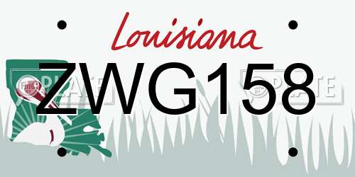 ZWG158 Louisiana License Plate
