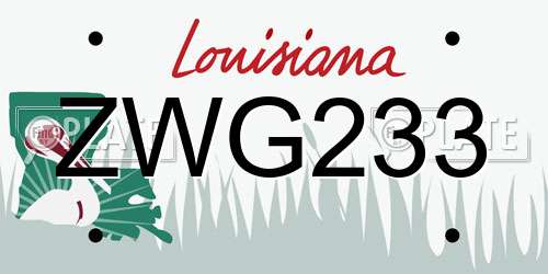 ZWG233 Louisiana License Plate