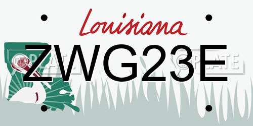 ZWG23E Louisiana License Plate