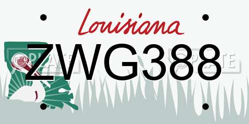 ZWG388 Louisiana License Plate