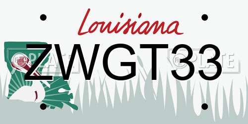 ZWGT33 Louisiana License Plate