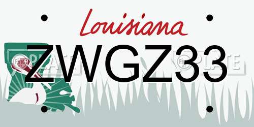 ZWGZ33 Louisiana License Plate