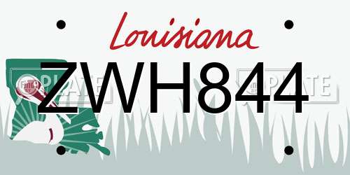 ZWH844 Louisiana License Plate