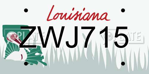 ZWJ715 Louisiana License Plate
