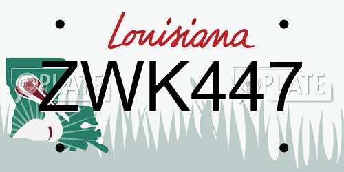 ZWK447 Louisiana License Plate