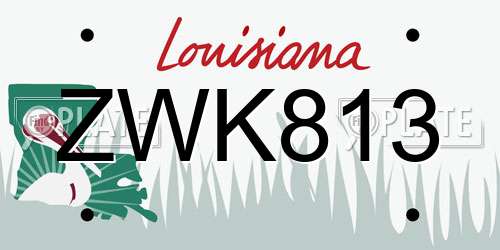 ZWK813 Louisiana License Plate