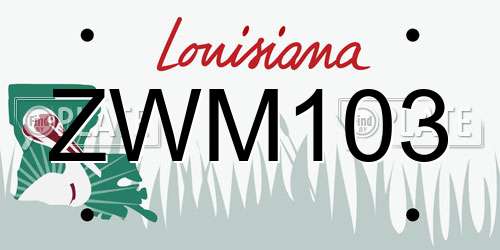 ZWM103 Louisiana License Plate