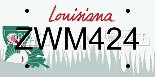 ZWM424 Louisiana License Plate