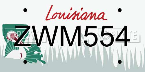 ZWM554 Louisiana License Plate