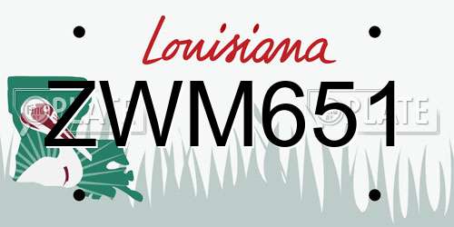 ZWM651 Louisiana License Plate