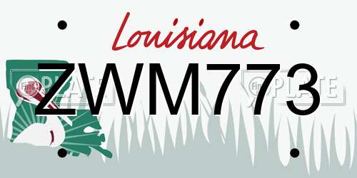 ZWM773 Louisiana License Plate