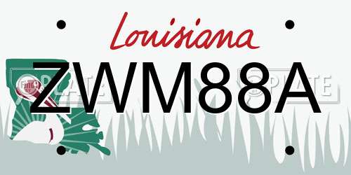 ZWM88A Louisiana License Plate