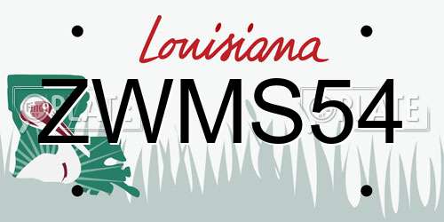 ZWMS54 Louisiana License Plate