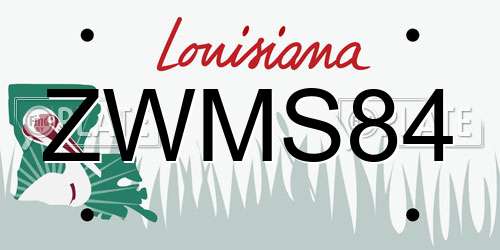 ZWMS84 Louisiana License Plate