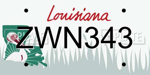 ZWN343 Louisiana License Plate