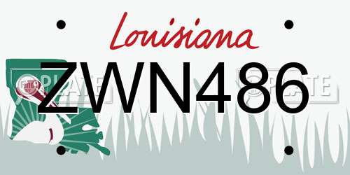 ZWN486 Louisiana License Plate