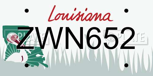 ZWN652 Louisiana License Plate