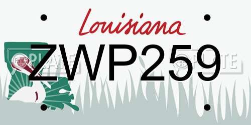 ZWP259 Louisiana License Plate