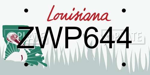 ZWP644 Louisiana License Plate