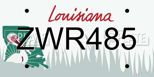 ZWR485 Louisiana License Plate